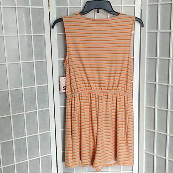 SO Faux-Wrap Knit Romper – Orange Stripe – Women M – NWT - Picture 2 of 13